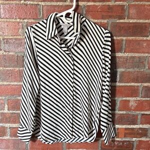 H&M Black and White Striped Button Down Shirt